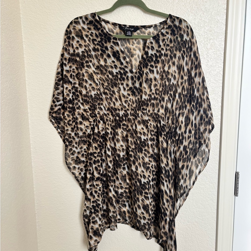 Zury animal print Leopard  kaftan Swimsuit Cover Up Size L/XL